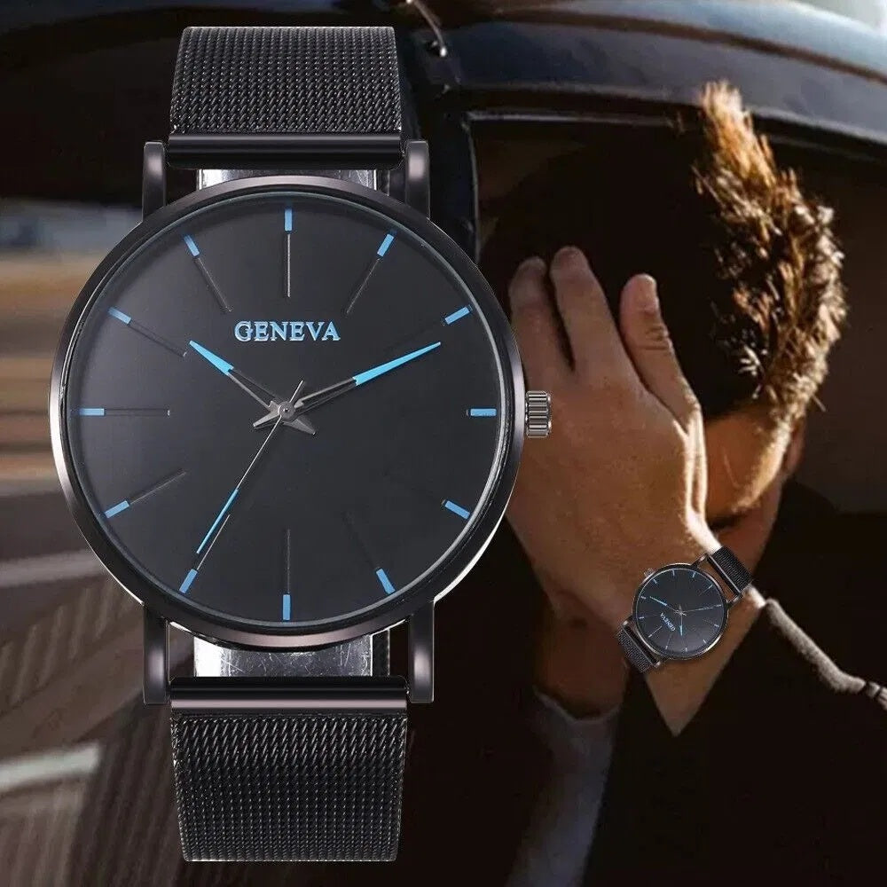 Men's Waterproof Stainless Steel Quartz Watch, Luminous Classic Business Dress Watch