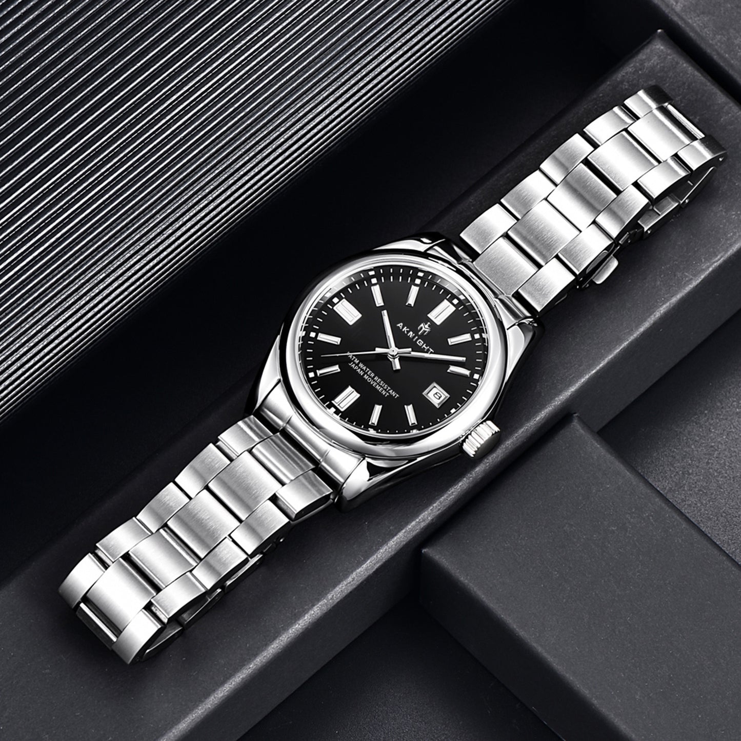 Men's Waterproof Stainless Steel Analog Chronograph Watch, Luminous Easy-Read Dress Watch, Fashion Business Watch, Elegant Gift