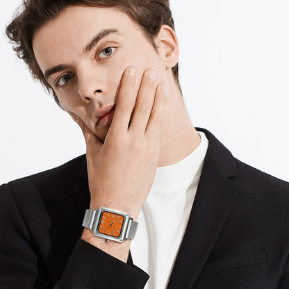Men's Stainless Steel Square Watch, Waterproof Classic Analog Dress Watch