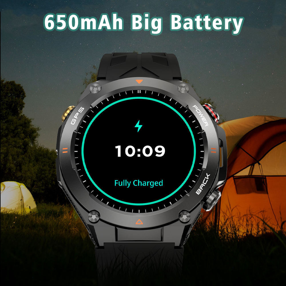 Men's GPS Smartwatch, 1.45'' HD Screen with Built-In GPS, Altimeter, Barometer, Compass, AI Voice, Compatible with Android & iPhone