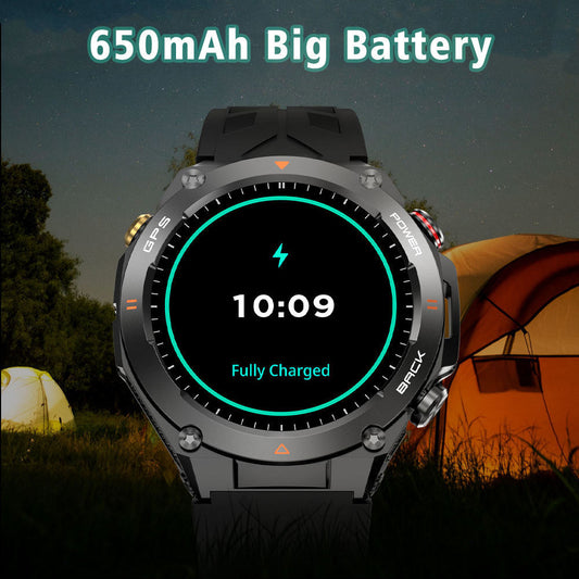 Men's GPS Smartwatch, 1.45'' HD Screen with Built-In GPS, Altimeter, Barometer, Compass, AI Voice, Compatible with Android & iPhone