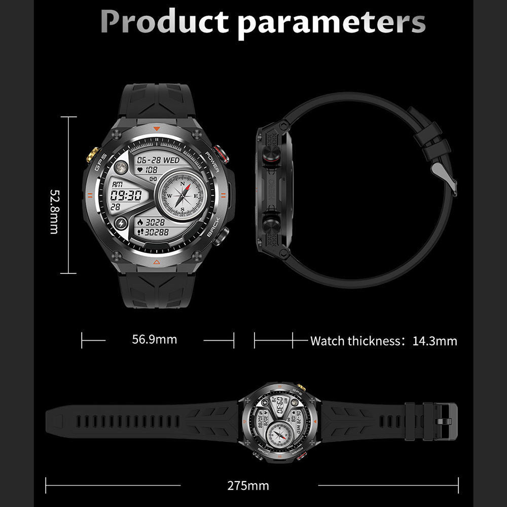 Men's GPS Smartwatch, 1.45'' HD Screen with Built-In GPS, Altimeter, Barometer, Compass, AI Voice, Compatible with Android & iPhone