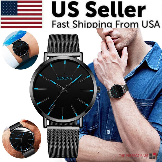 Men's Waterproof Stainless Steel Quartz Watch, Luminous Classic Business Dress Watch