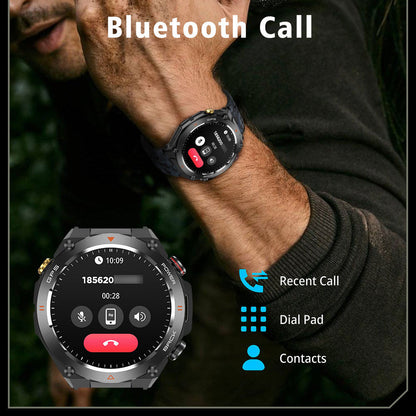Men's GPS Smartwatch, 1.45'' HD Screen with Built-In GPS, Altimeter, Barometer, Compass, AI Voice, Compatible with Android & iPhone