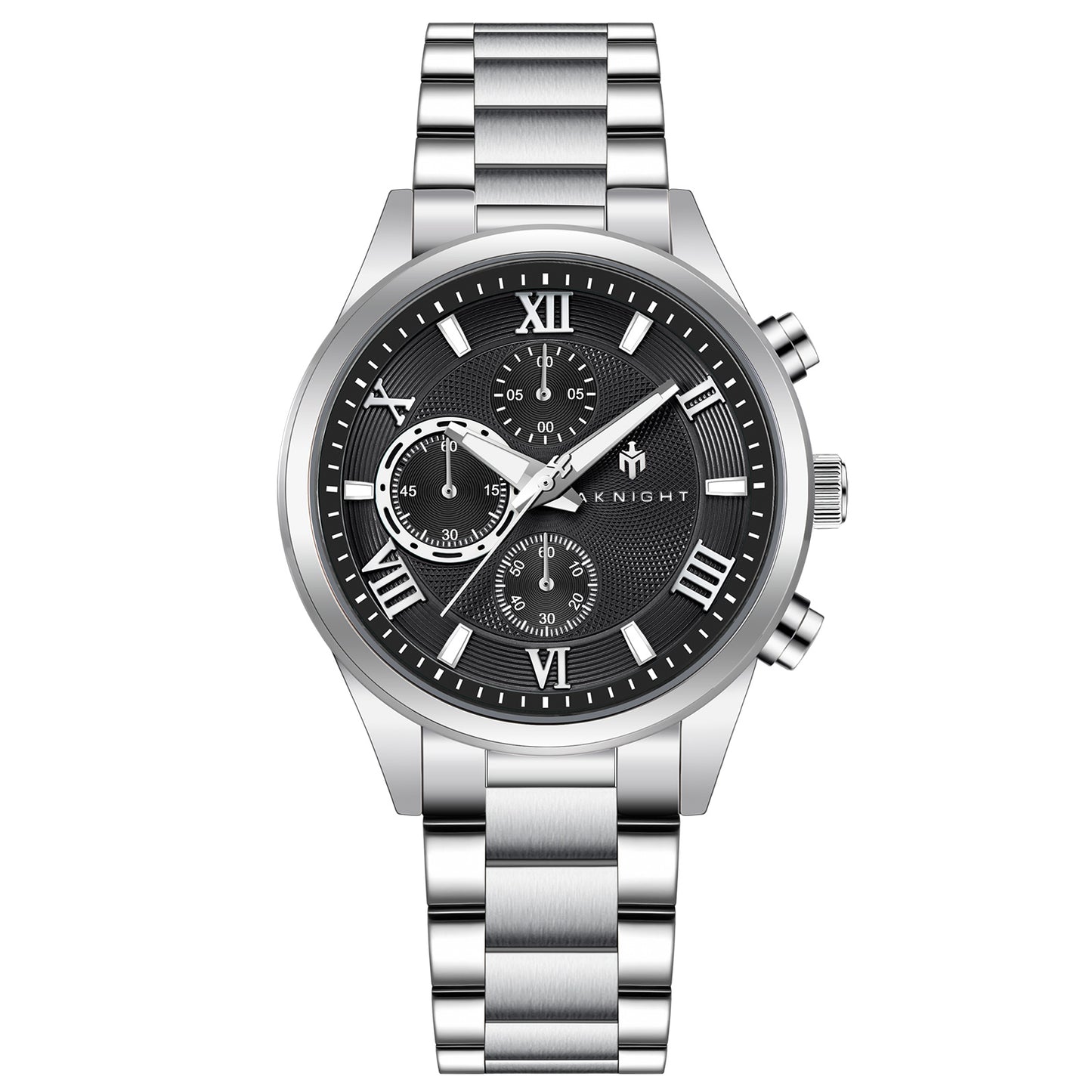 Men's Stainless Steel Chronograph Watch, Waterproof Analog Dress Watch with Luminous Dial
