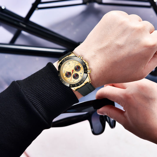 Men's Chronograph Quartz Dress Watch, Classic Business Fashion Waterproof Wristwatch with Date, Elegant Gift