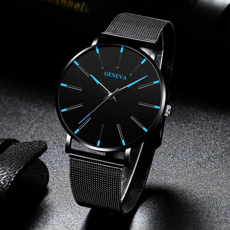 Men's Waterproof Stainless Steel Quartz Watch, Luminous Classic Business Dress Watch