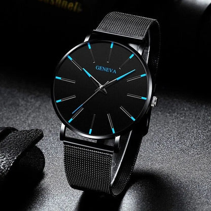 Men's Waterproof Stainless Steel Quartz Watch, Luminous Classic Business Dress Watch