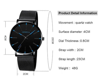 Men's Waterproof Stainless Steel Quartz Watch, Luminous Classic Business Dress Watch