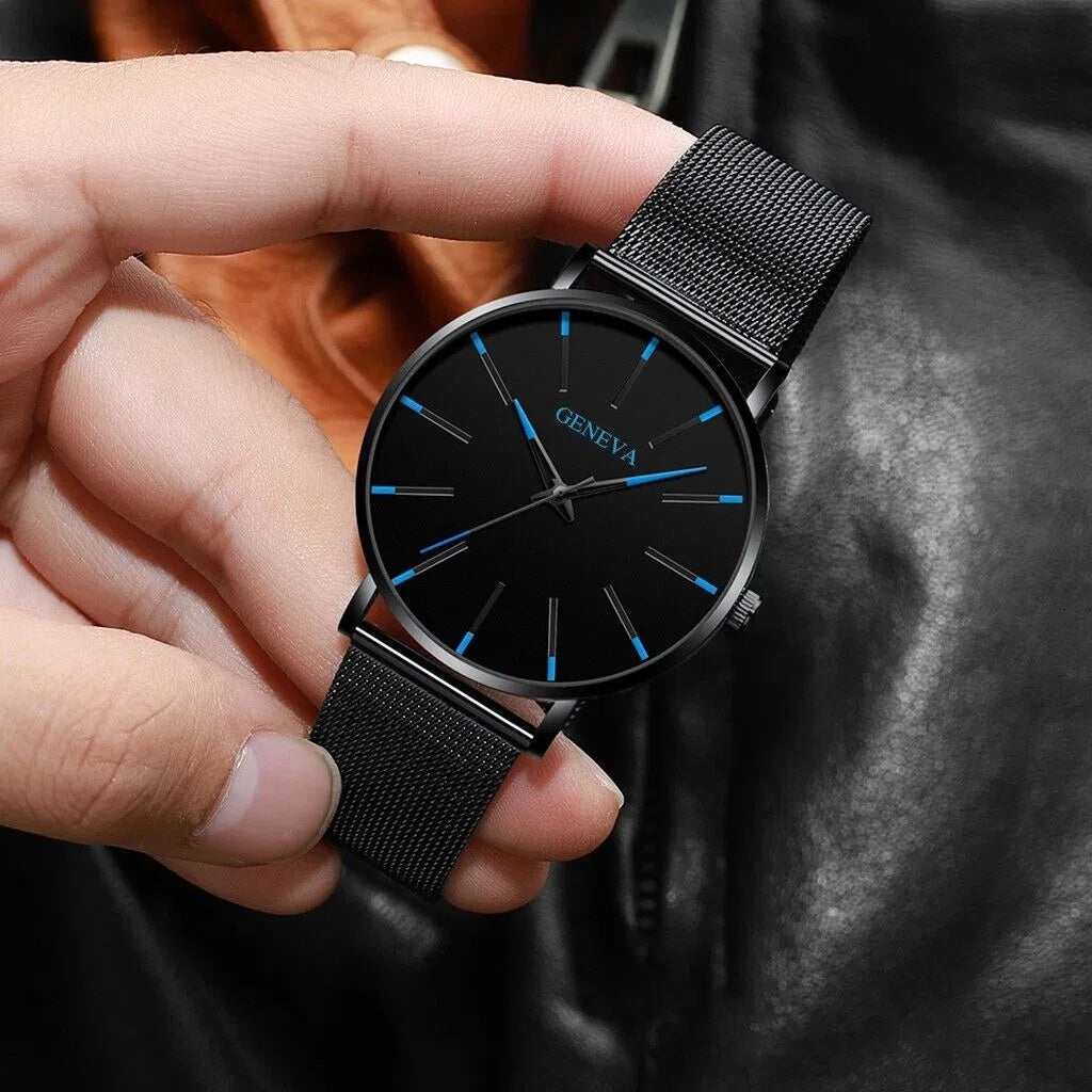 Men's Waterproof Stainless Steel Quartz Watch, Luminous Classic Business Dress Watch
