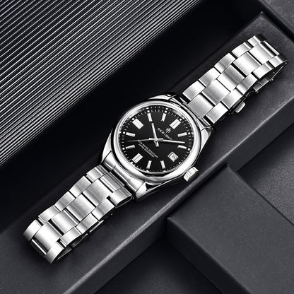 Men's Waterproof Stainless Steel Analog Chronograph Watch, Luminous Easy-Read Dress Watch, Fashion Business Watch, Elegant Gift