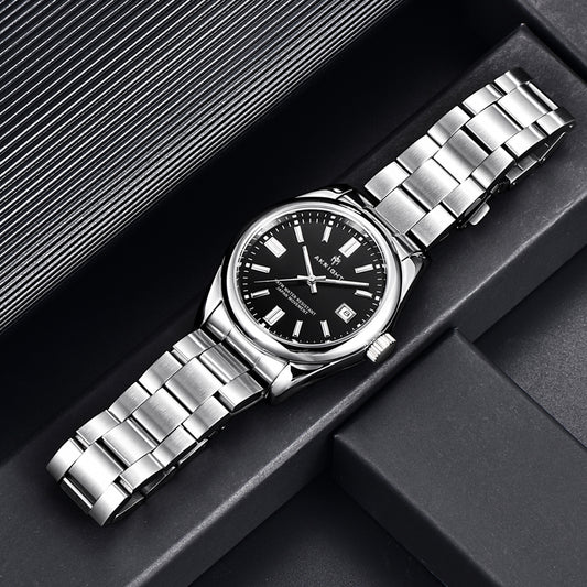 Men's Waterproof Stainless Steel Analog Chronograph Watch, Luminous Easy-Read Dress Watch, Fashion Business Watch, Elegant Gift