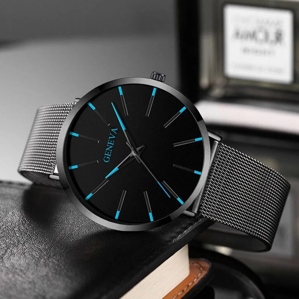Men's Waterproof Stainless Steel Quartz Watch, Luminous Classic Business Dress Watch