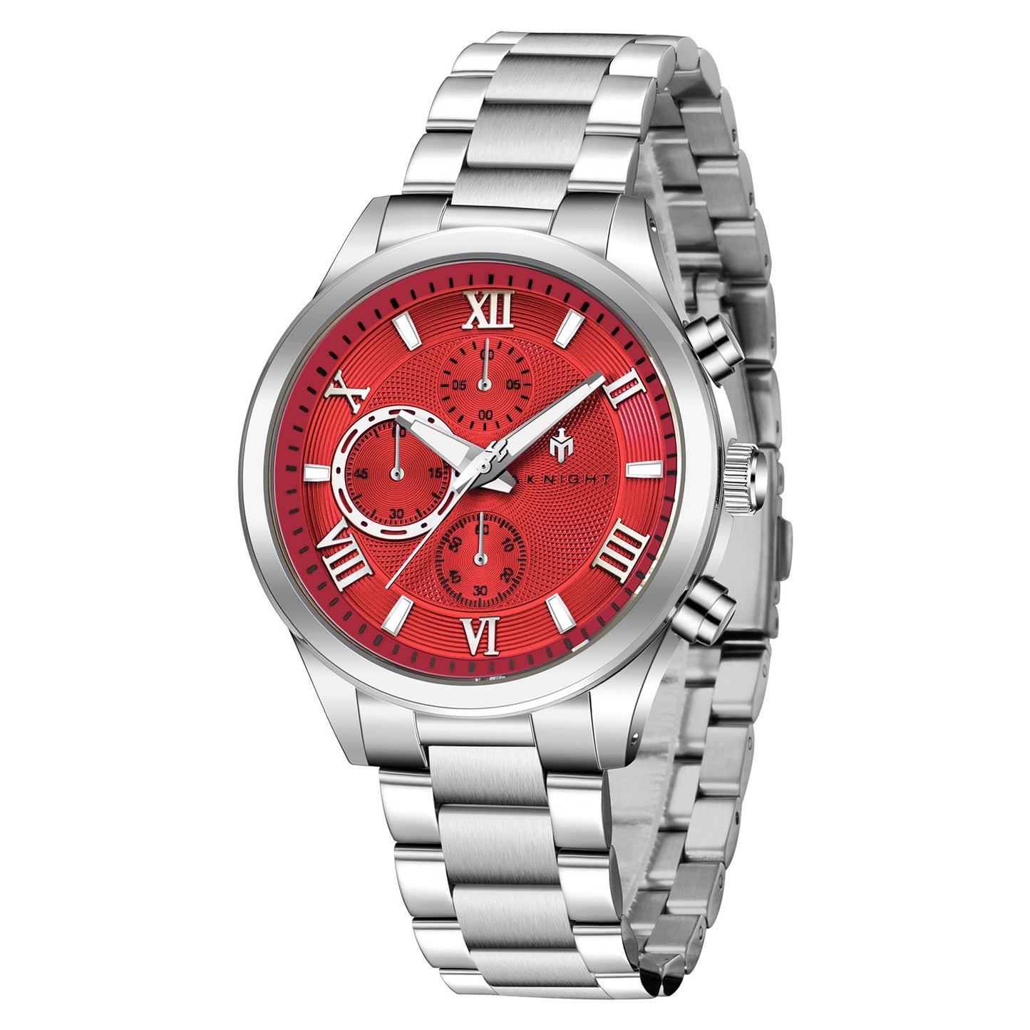 Men's Stainless Steel Chronograph Watch, Waterproof Analog Dress Watch with Luminous Dial