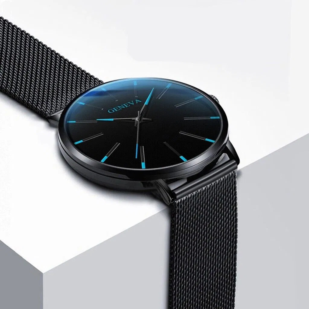 Men's Waterproof Stainless Steel Quartz Watch, Luminous Classic Business Dress Watch