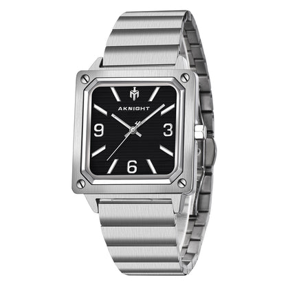 Men's Stainless Steel Square Watch, Waterproof Classic Analog Dress Watch