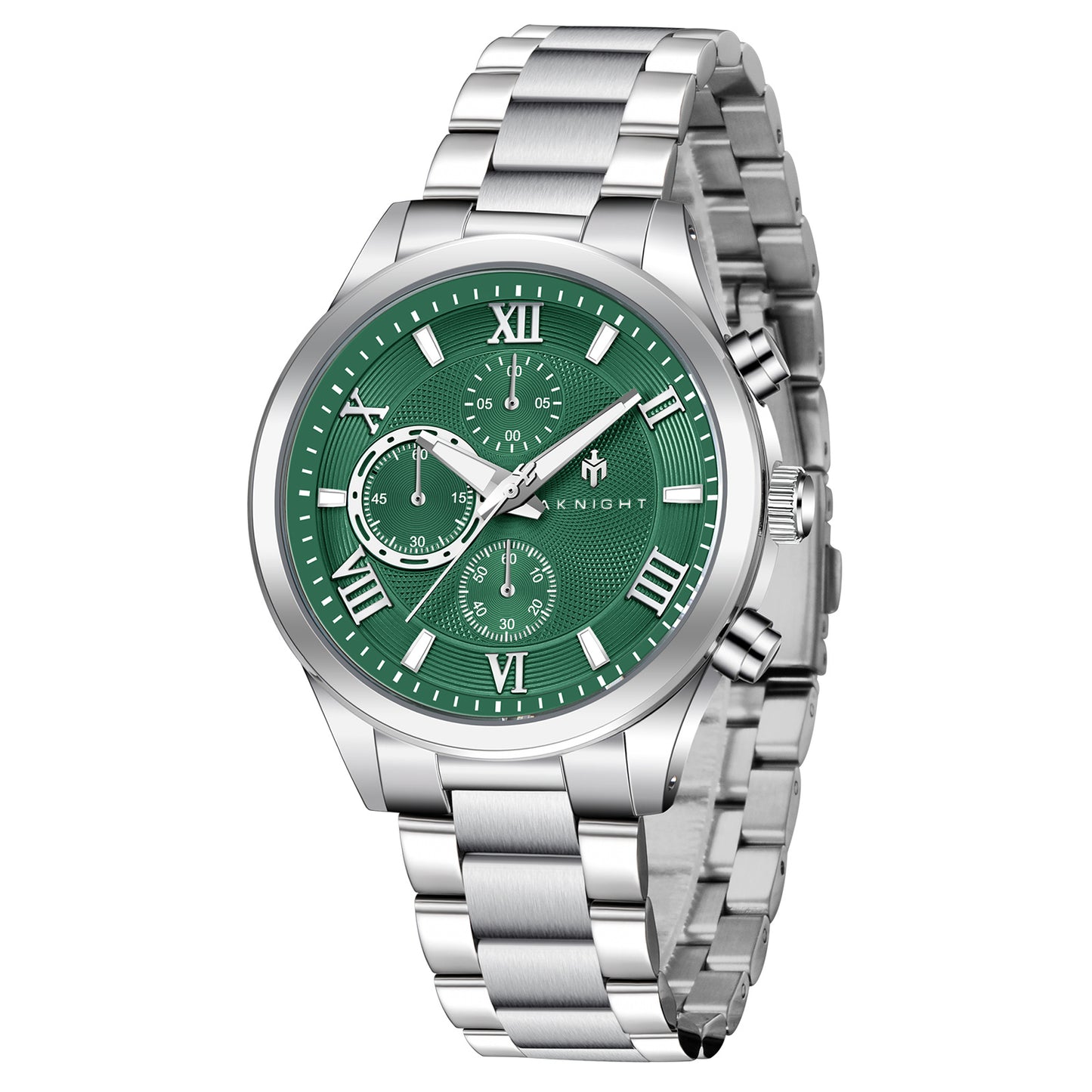Men's Stainless Steel Chronograph Watch, Waterproof Analog Dress Watch with Luminous Dial