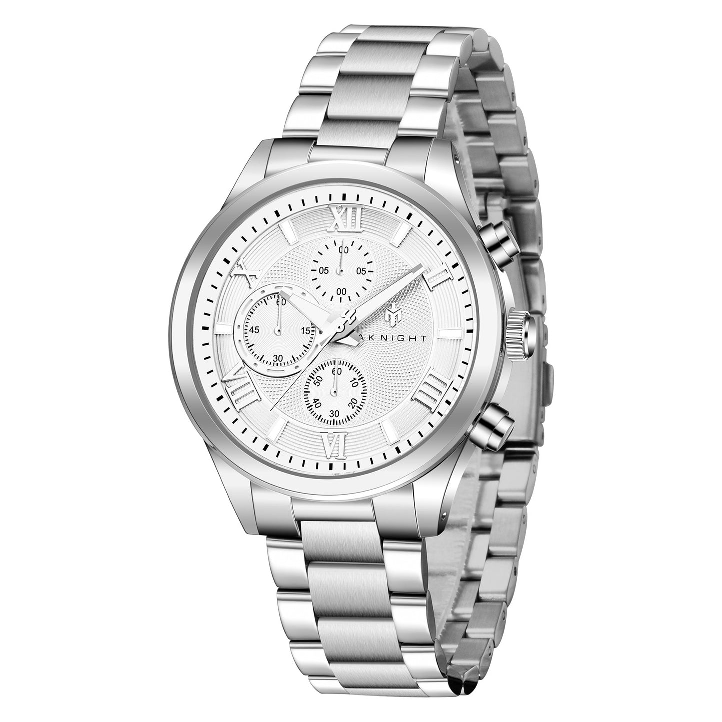 Men's Stainless Steel Chronograph Watch, Waterproof Analog Dress Watch with Luminous Dial