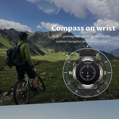 Men's GPS Smartwatch, 1.45'' HD Screen with Built-In GPS, Altimeter, Barometer, Compass, AI Voice, Compatible with Android & iPhone