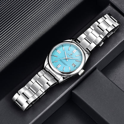 Men's Waterproof Stainless Steel Analog Chronograph Watch, Luminous Easy-Read Dress Watch, Fashion Business Watch, Elegant Gift