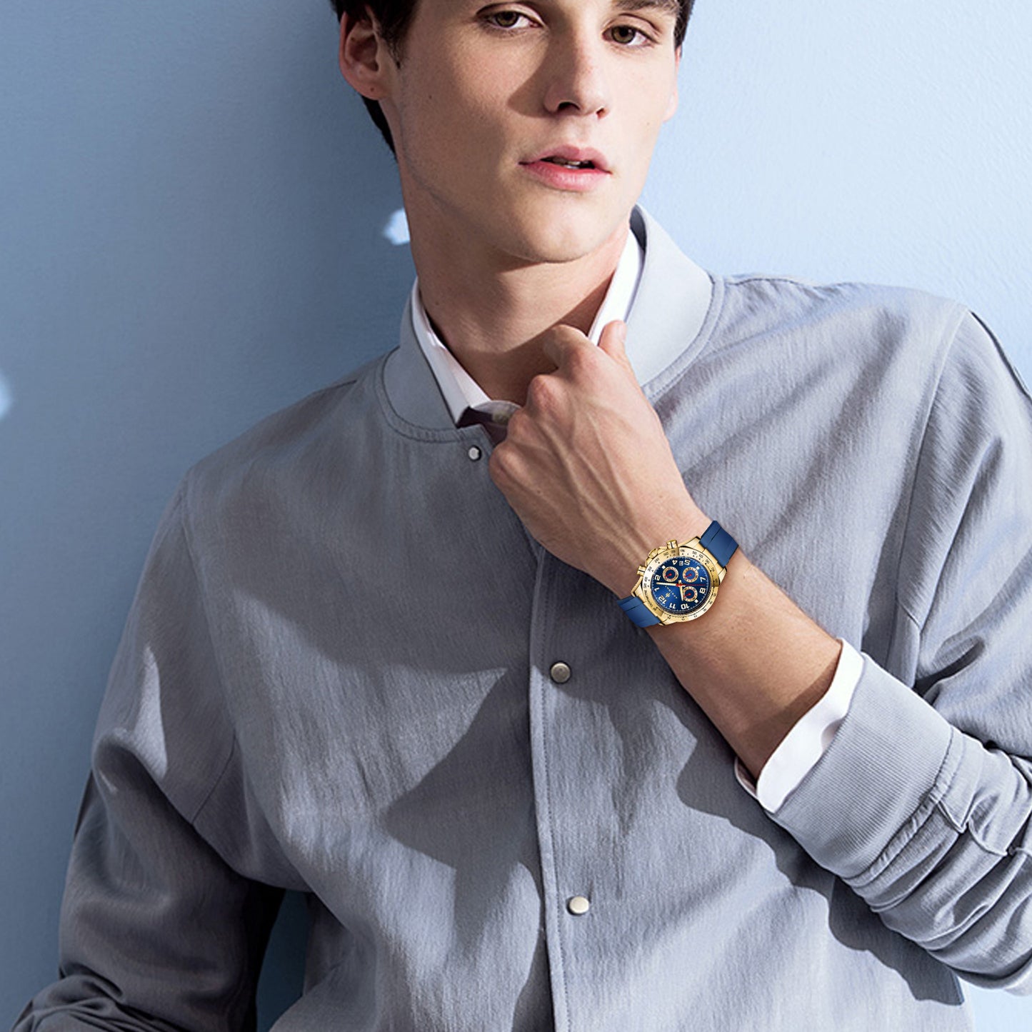 Men's Chronograph Quartz Dress Watch, Classic Business Fashion Waterproof Wristwatch with Date, Elegant Gift